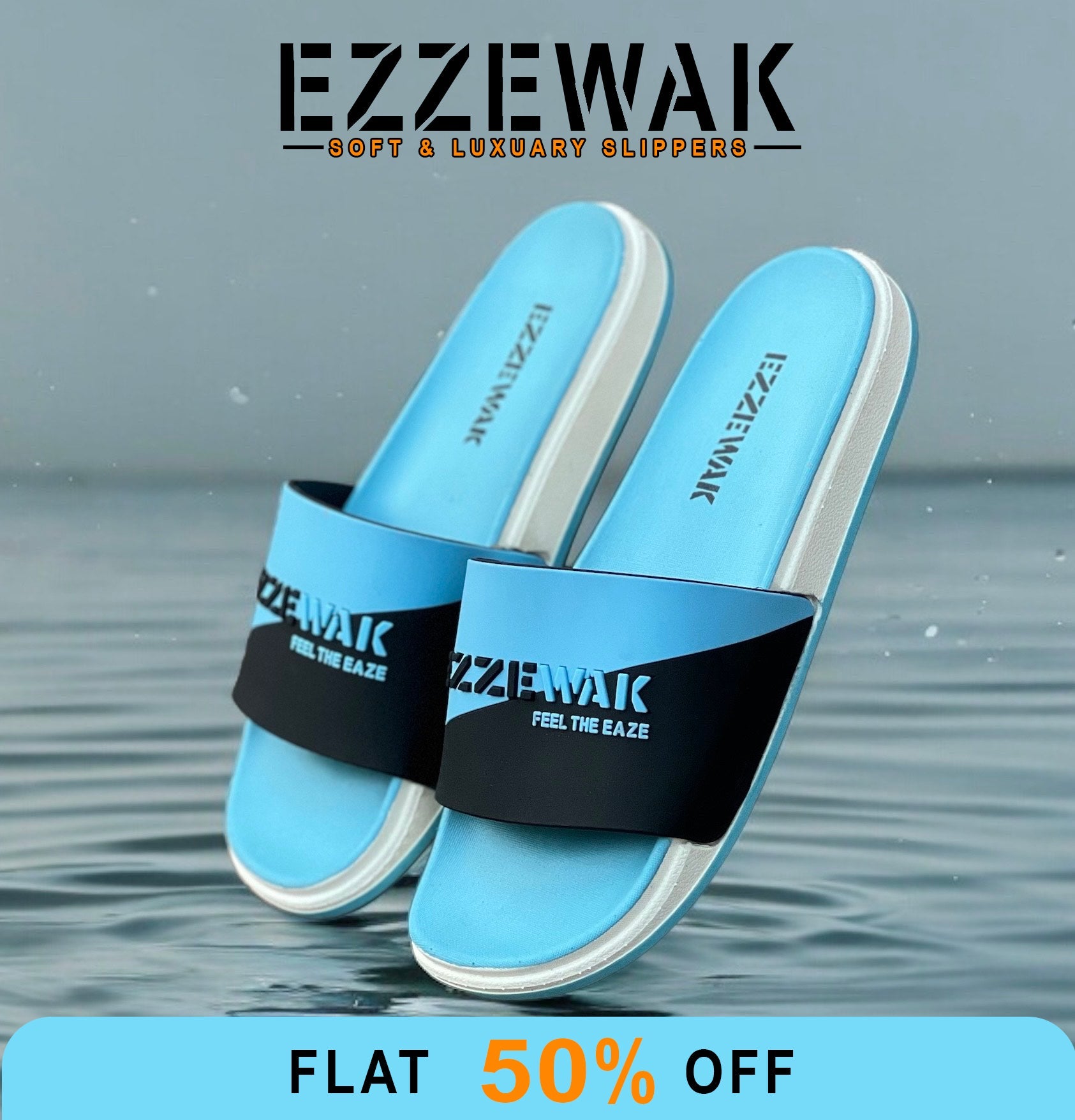 Sky Blue Ezze Walk Slides